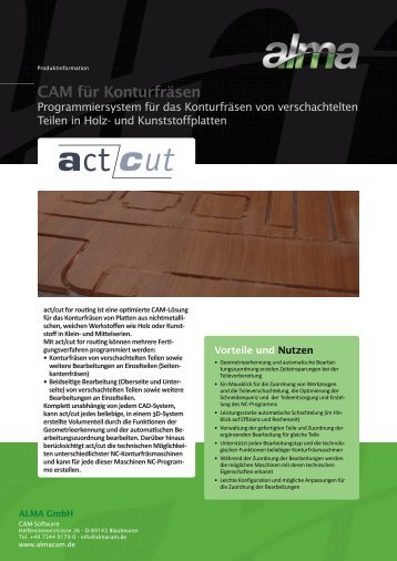 actcut for routing: Programmiersystem fÃ¼r das ... - De.almacam.com