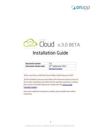 OnApp Cloud Installation Guide