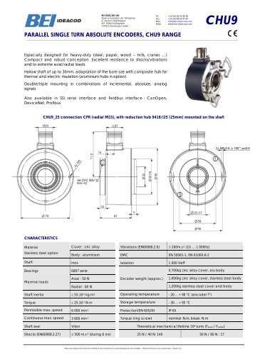 PARALLEL SINGLE TURN ABSOLUTE ENCODERS, CHU9 RANGE