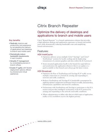 Citrix Branch Repeater PDF, 328KB - Codestone