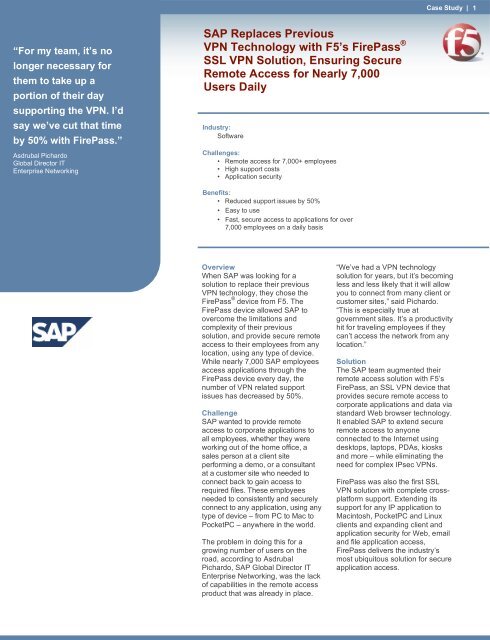 SAP F5 Case Study PDF, 205KB - Codestone