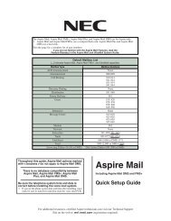 Aspire Mail - Support - NEC Unified Solutions
