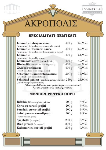 MENIU GRILL HOUSE meniuri mici - akropolis