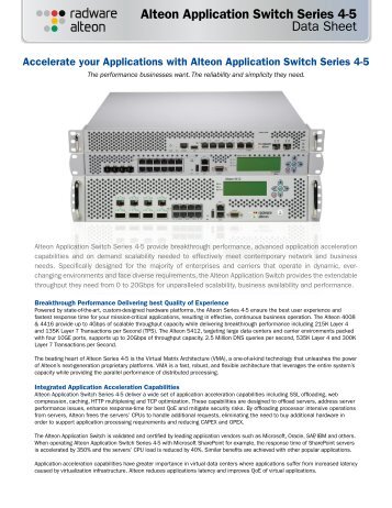 Alteon Application Switch Series 4-5 Data Sheet - Westcon ...