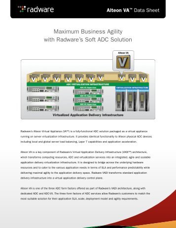 Radware Alteon Virtual Appliance (VA) Datasheet - RadAppliances ...