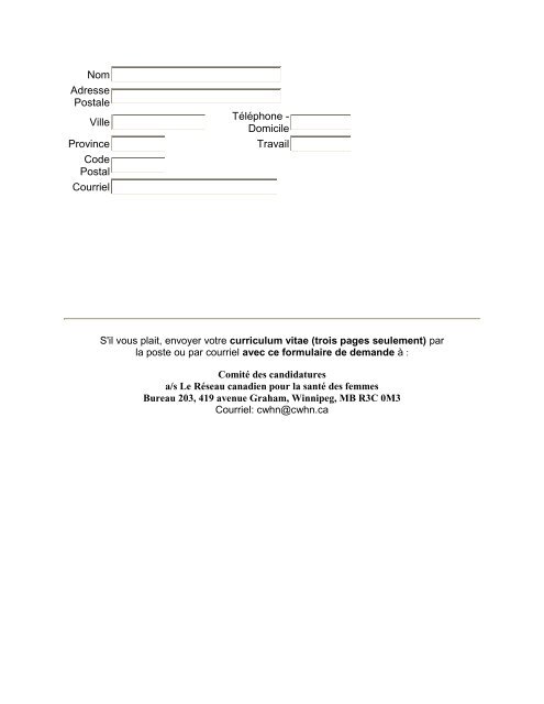 formulaire de candidature au conseil d'administration du rcsf