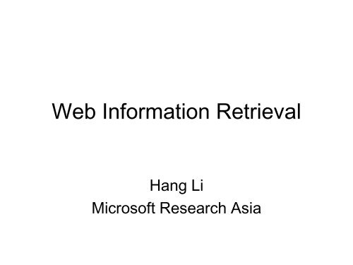 Web Information Retrieval