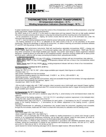 THERMOMETERS FOR POWER TRANSFORMERS - maxsteel