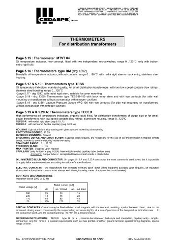 THERMOMETERS For distribution transformers - maxsteel