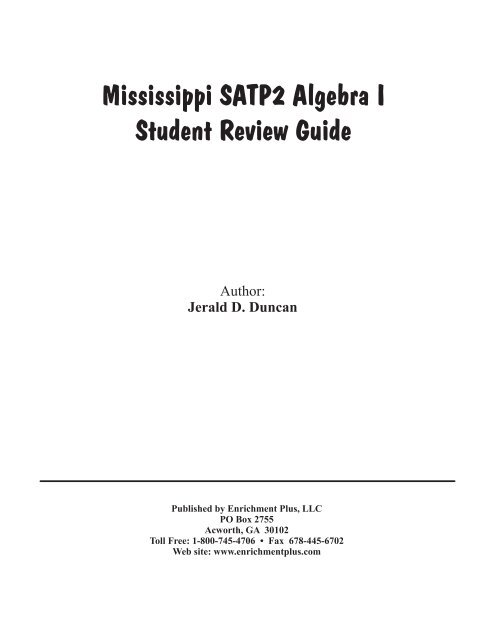 Mississippi SATP2 Algebra I Student Review Guide - Enrichment Plus