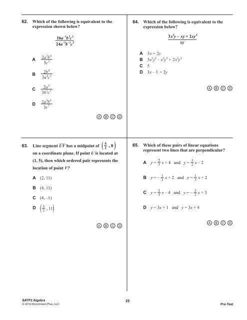 Mississippi SATP2 Algebra I Student Review Guide - Enrichment Plus