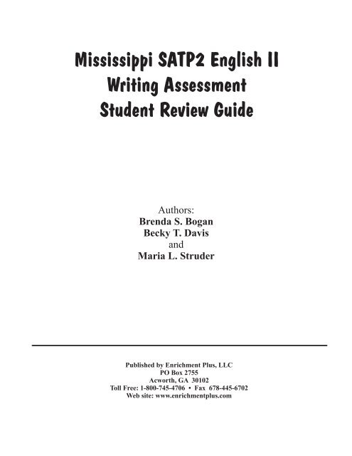 Mississippi SATP2 English II Writing Assessment ... - Enrichment Plus