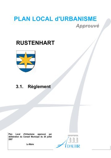 PLAN LOCAL d'URBANISME - Commune de Rustenhart