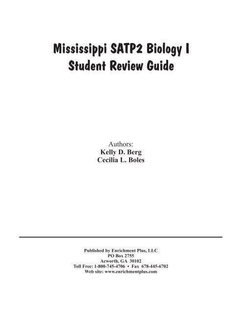 Mississippi SATP2 Biology I Student Review Guide - Enrichment Plus