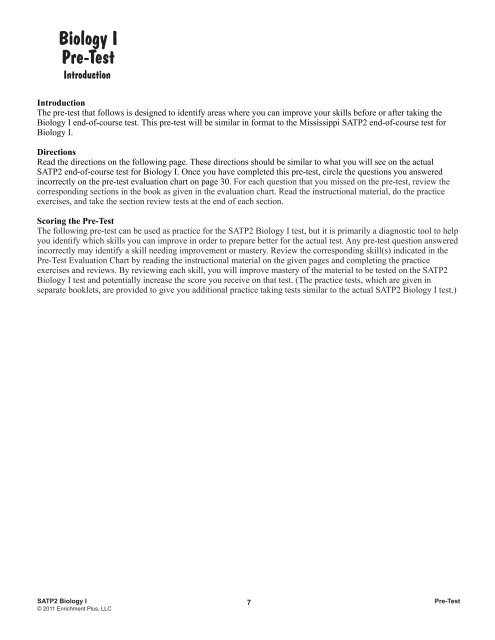 Mississippi SATP2 Biology I Student Review Guide - Enrichment Plus