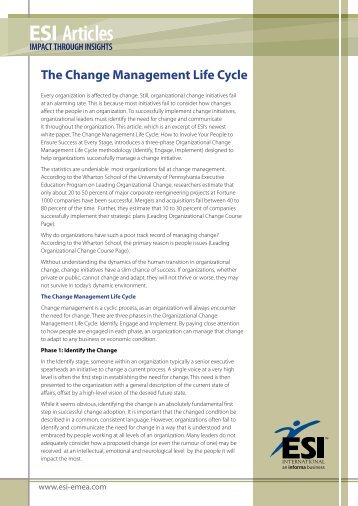 The Change Management Life Cycle - ESI International