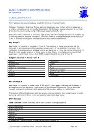 queen elizabeth's grammar school faversham curriculum policy