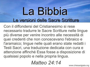 La Bibbia - Chiesa Cristiana Evangelica ADI