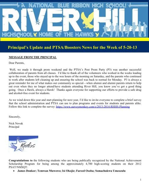 Principal's Update - Howard County Public Schools