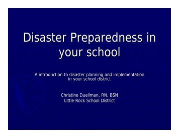 Disaster Preparedness in your school - Arkansas Coordinated ...