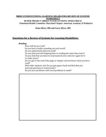 review of systems worksheet - Maryland Chapter American ...