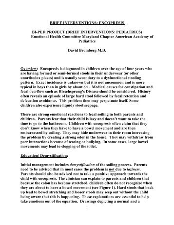 brief interventions: encopresis - Maryland Chapter American ...