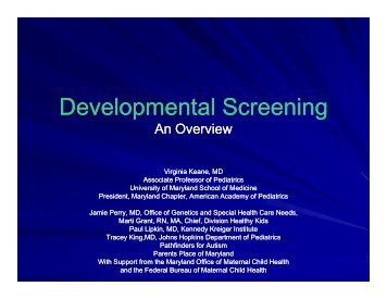 Developmental Screening - Maryland Chapter American Academy ...