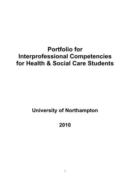 Example Portfolio for students at Uni of Northampton. - De Montfort ...