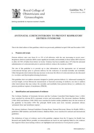 Antenatal Corticosteroids to prevent respiratory distress syndrome (7)