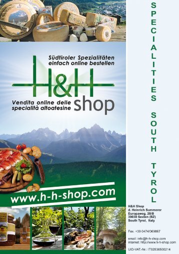 Catalogue Specialites from South Tyrol - H&H Shop - Qualität aus ...