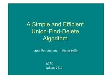 A Simple and Efficient Union-Find-Delete Algorithm - Corelab