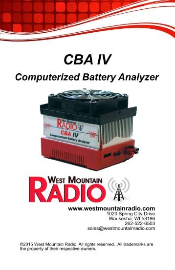CBA IV Owner's Manual - West Mountain Radio
