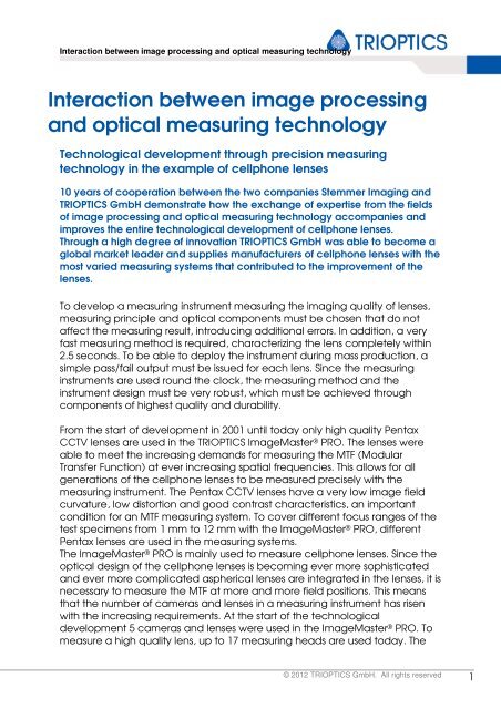 Success Story By Trioptics June 2012 - Security Systems - Pentax