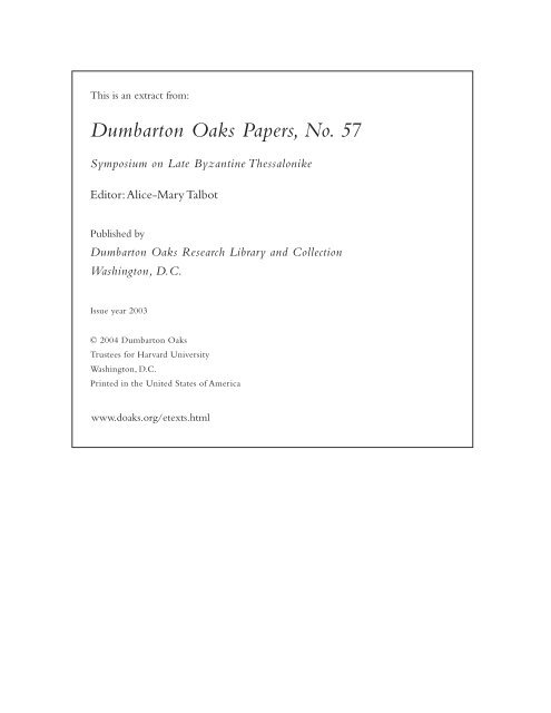 Dumbarton Oaks Papers, No. 57