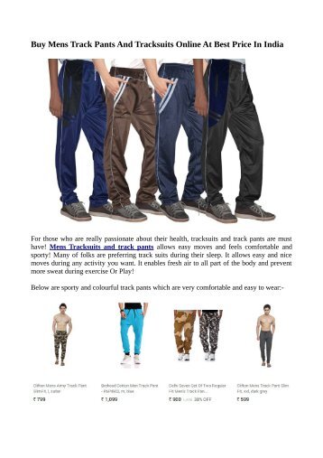 Buy Mens Track Pants And Tracksuits Online At Best Price In India