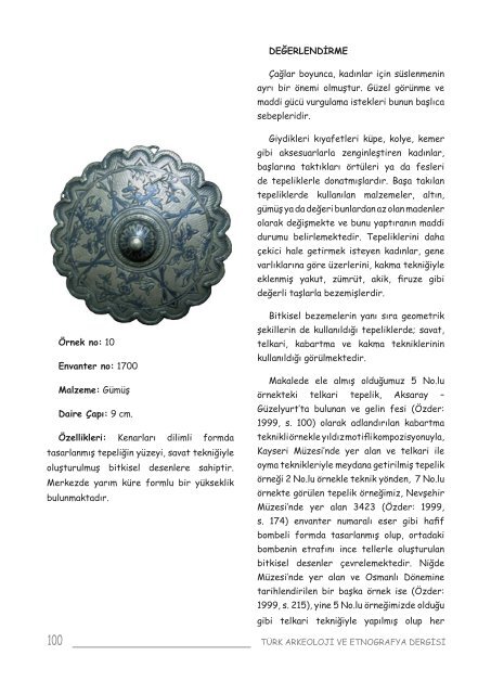 9. Türk Arkeoloji ve Etnografya Dergisi - e-Kitap - Kültür ve Turizm ...
