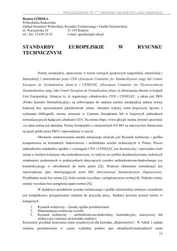 STANDARDY EUROPEJSKIE W RYSUNKU TECHNICZNYM