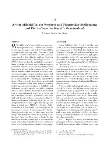 Arthur Milchhöfer, ein Verehrer  und Fürsprecher Schliemanns und ...
