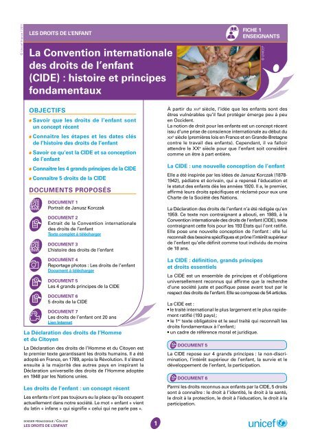 la convention internationale des droits de l'enfant (cide ... - Unicef