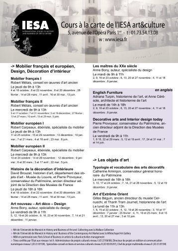 Cours Ã  la carte de l'IESA art&culture