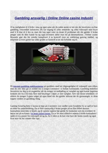 Gambling ansvarlig i Online Online casino Industri