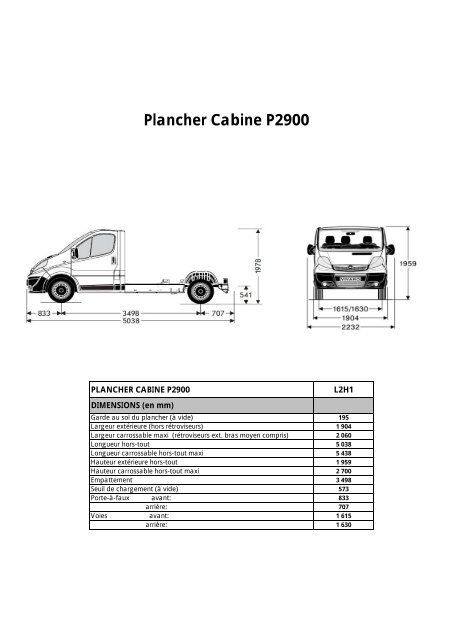 Tarifs et fiche technique Vivaro - Opel