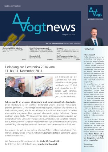 Vogt AG Verbindungstechnik - Newsletter 2/2014