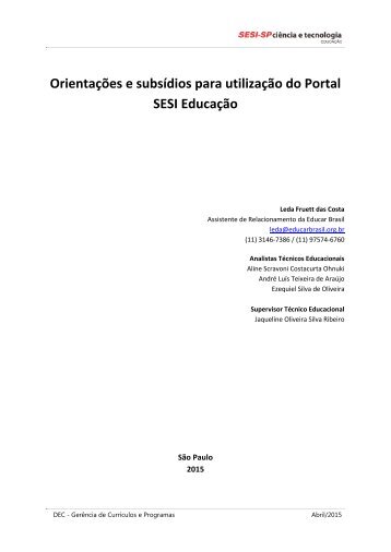 Orientações e subsídios para utilização do Portal SESI Educação