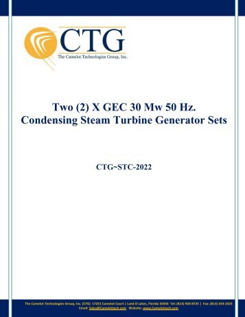 (2) X GEC 30 Mw 50 Hz. Condensing Steam Turbine Generator Sets