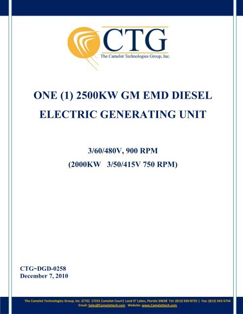 one (1) 2500kw gm emd diesel electric generating unit - Camelot ...