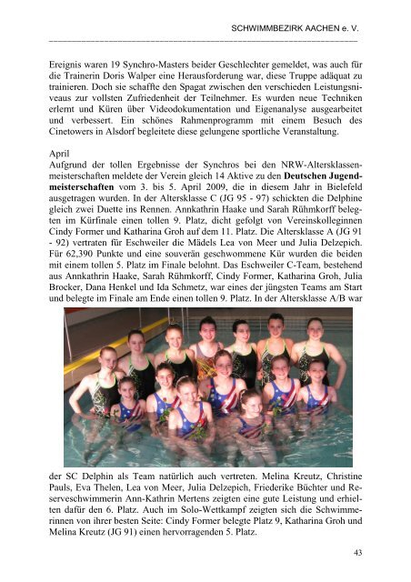 Tagesordnung zum Bezirkstag 2010 - Schwimmbezirk Aachen eV