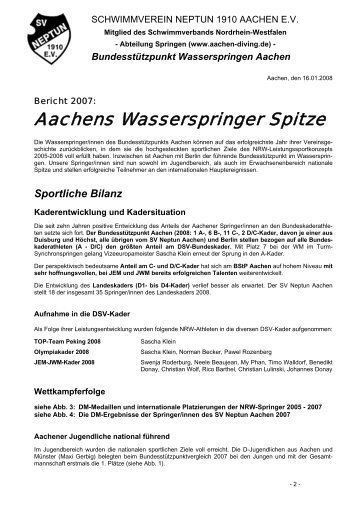 Aachens Wasserspringer Spitze - Schwimmbezirk Aachen eV