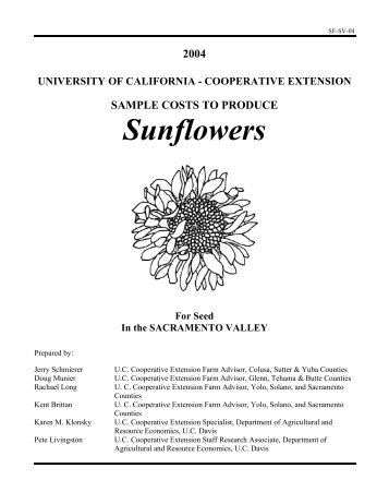 Sunflowers - Cost & Return Studies