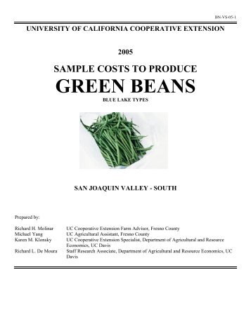 Sample costs to produce green beans - Cost & Return Studies